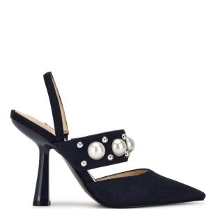 Nine West Debut Vestido Destalonadas Pumps Azul Marino | 704VFSGKJ