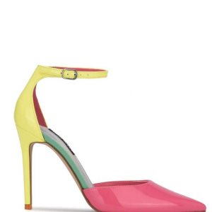 Nine West Faiz Pointy Puntera Ankle Correa Pumps Rosas Multicolor | 534DNXERY