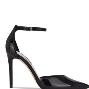 Nine West Faiz Pointy Puntera Ankle Correa Pumps Negros | 914FMUKIP