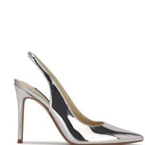 Nine West Feather Pointy Puntera Destalonadas Pumps Plateados Metal | 682DXQEIZ