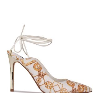 Nine West Feya Ankle Wrap Vestido Pumps Blancos Multicolor | 581JZSNVO