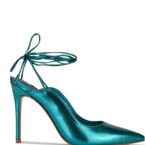 Nine West Feya Ankle Wrap Vestido Pumps Turquesa Metal | 625KDLZVA
