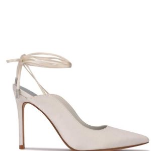 Nine West Feya Ankle Wrap Vestido Pumps Blancos | 850VDQKIN