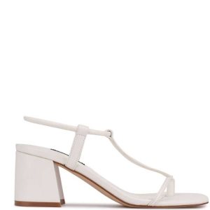 Nine West Gardeen Block Sandals Blancos | 706BDTCSM