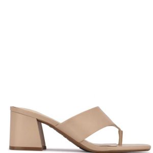 Nine West Gelina 9x9 Block Chanclas Sandals Beige | 876AXFSIY