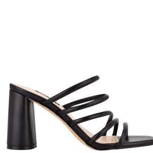 Nine West Girlie Block Heel Chanclas Sandals Negros | 108ZXPLFH