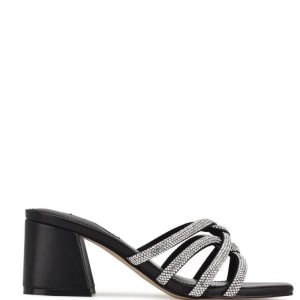 Nine West Glitz Block Heel Chanclas Sandals Negros | 368BFSNZD