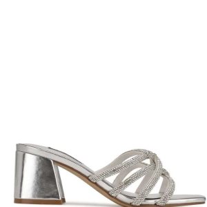 Nine West Glitz Block Heel Chanclas Sandals Plateados | 371DSZEVC