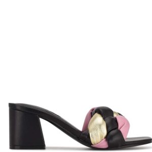 Nine West Gotit Block Heel Chanclas Sandals Negros Multicolor | 435FQUTCP