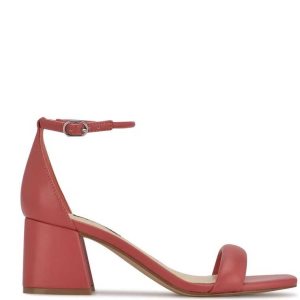 Nine West Gretal Ankle Correa Block Heel Coral | 027ZOBRXM