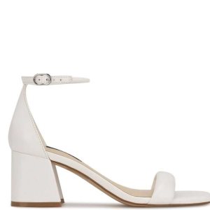 Nine West Gretal Ankle Correa Block Heel Blancos | 973OAKWBS