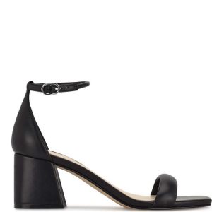 Nine West Gretal Ankle Correa Block Sandals Negros | 796ZYESJL