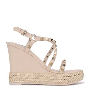 Nine West Harte Studded Alpargata Wedge Creme | 594ZRSOYM
