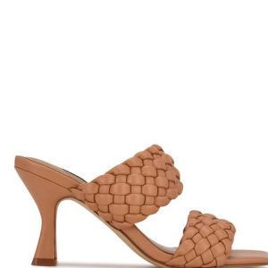 Nine West Hasnot Tacón Chanclas Marrom Claro | 760PMFTOV