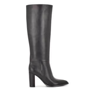 Nine West Hiya Anchos Calf Tacón Boots Negros | 473PLVCXU