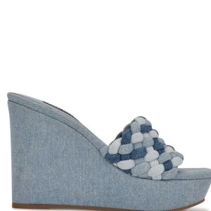 Nine West Kat Plataforma Chanclas Azules Multicolor | 513NWMYBT