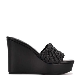 Nine West Kat Plataforma Chanclas Sandals Negros | 341PREDIJ