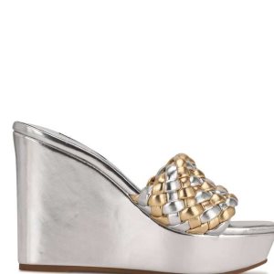 Nine West Kat Plataforma Chanclas Sandals Metal Multicolor | 568JRDSCN