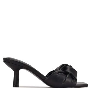 Nine West Knot Tacón Chanclas Sandals Negros | 869CTXELI