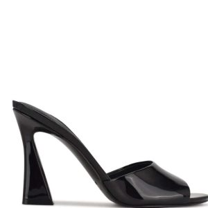 Nine West Kool Tacón Chanclas Negros | 567HAFMJG