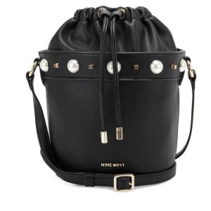 Nine West Laylin Drawstring Bucket Negros | 914BOLYNC