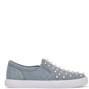 Nine West Lovie Slip On Sneakers Azules Claro | 182ZQHDTW