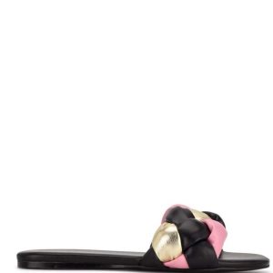 Nine West Lula Planos Chanclas Sandals Negros Multicolor | 253NFBYSJ