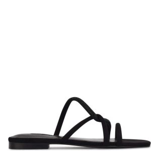 Nine West Meaa Planos Chanclas Sandals Negros | 963HWQCXY
