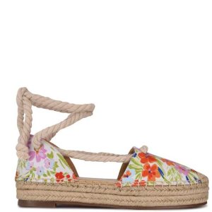 Nine West Meaks Ankle Wrap Alpargata Blancos | 453BVADNU