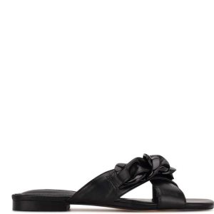 Nine West Misty Planos Chanclas Sandals Negros | 243KELJTN