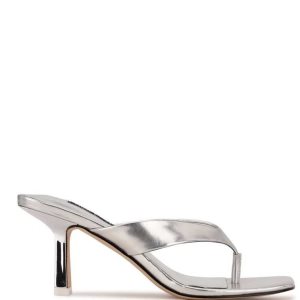 Nine West Nest Tacón Tanga Sandals Plateados | 476XYNHQD