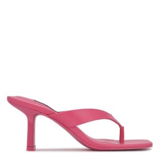 Nine West Nest Tacón Tanga Sandals Rosas | 159FWRKBA