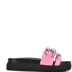Nine West Nope Plataforma Chanclas Sandals Negros Rosas | 128TUPAMZ