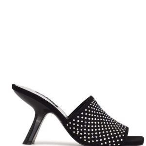 Nine West Partie Tacón Chanclas Sandals Negros | 076PJQSYX