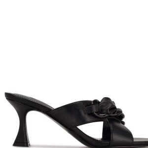 Nine West Paytin Tacón Chanclas Sandals Negros | 312PIRUOQ