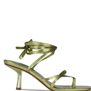 Nine West Pina Ankle Wrap Tacón Verdes Metal | 209JDQXUR