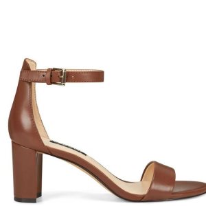 Nine West Pruce Ankle Correa Block Heel Marrom Oscuro | 142NRDEHI