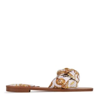 Nine West Rosey Planos Chanclas Sandals Blancos Multicolor | 534KTLBHC