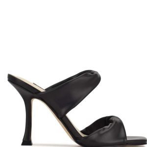 Nine West Seeya Tacón Chanclas Sandals Negros | 690IJALCQ