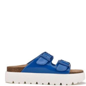 Nine West Simplee Plataforma Chanclas Sandals Azules | 586USTOIP