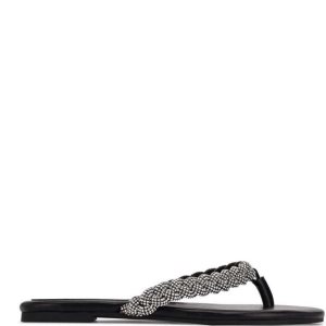 Nine West Tinee Planos Chanclas Sandals Negros | 206UTADXJ