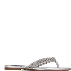 Nine West Tinee Planos Chanclas Sandals Plateados | 394OSFHLB
