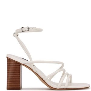 Nine West Yeap Tacón Chanclas Sandals Blancos | 362ZPGVJR