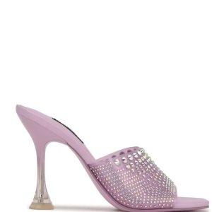 Nine West Ziptip Rhinestone Tacón Chanclas Sandals Morados | 051FMPCRV