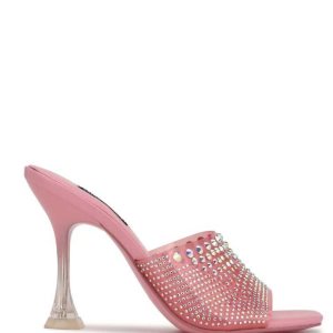 Nine West Ziptip Rhinestone Tacón Chanclas Sandals Rosas | 087XTZQEB